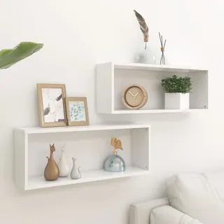 Buzaza Würfelregale 2 STK. Weiß 60x15x23 cm Holzwerkstoff BüCherregal Wand Wandregal Regale FüR WäNde Floating Shelves WüRfelregal Wand