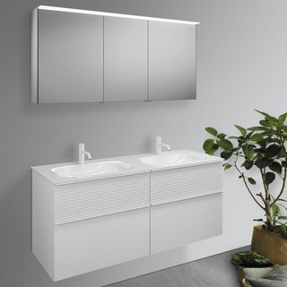 Burgbad Fiumo Badmöbel-Set Doppelwaschtisch mit Waschtischunterschrank und Spiegelschrank, SGGT142RF3956C0001G0223,