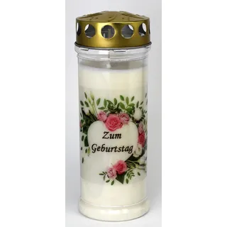 Kerzen Junglas Grabkerze mit Spruch, Zum Geburtstag - (21x7,5 cm) – Grablicht 7 Tage Brenndauer (3402) Wetterfestes Trauerlicht Deckel Hochwertige Trauerkerze Edle Gedenkkerze aus Deutschland
