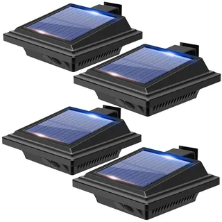 BILLION DUO Dachrinnen Solarleuchten für den Außenbereich, 4er Solarlampen für Außen Garten, Wasserdichte 40 LEDs Zaunbeleuchtung, Schwarz Solar Wandlampe Kaltweißes Solarlicht für Garage, Terrase