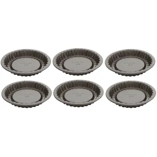 6 x Backform für kleine Obsttorten Wellenrand °12cm 0,16L Stahlblech Antihaft