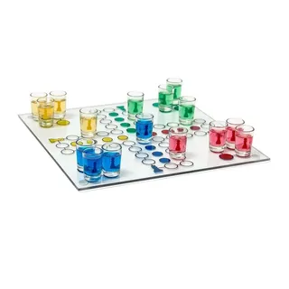 Relaxdays Drinking Ludo Spiel  Grün/Rot/Transparent