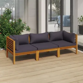 vidaXL 3-Sitzer-Gartensofa Loungesofa grau