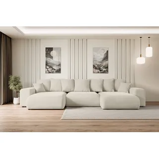 altdecor Eckcouch Samt U-Form 3-Sitzer Beige/Braun
