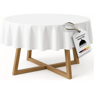 texpot Tischdecke Tischtuch rund Damast weiß 100% Baumwolle (1-tlg) weiß 180 cm x 180 cm