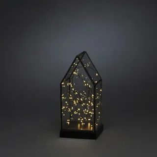 Konstsmide LED Glaslaterne, holz/metall, BxHxL: 11 x 24,5 x 11 cm, inkl. Leuchtmittel - schwarz