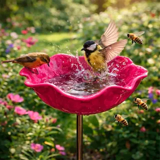 2 Stuick Gartenstecker VogelträNke Blume, Handgefertigt BienenträNke Keramik, Blumen Gartenstecker VogelträNke, BienenträNke FüR Den Garten, Gartendeko FüR DraußEn (1-F)
