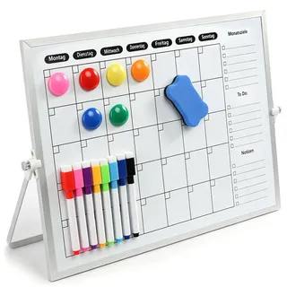 Doppelseitiges Whiteboard Wochenplaner 40x30cm Mini A3 Whiteboard Monatsplaner abwischbar mit Halter für Studenten, Klassenzimmer, Büro