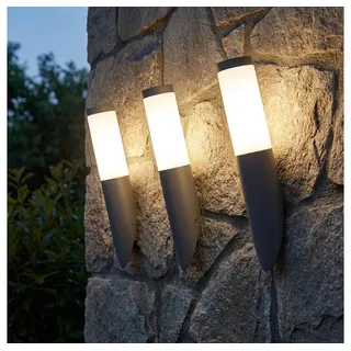 GLOBO LIGHTING Außen-Wandleuchte, Leuchtmittel nicht inklusive, 3er Set Außen Wand Lampe Garten Edelstahl Haus Leuchte Fassaden Fackel