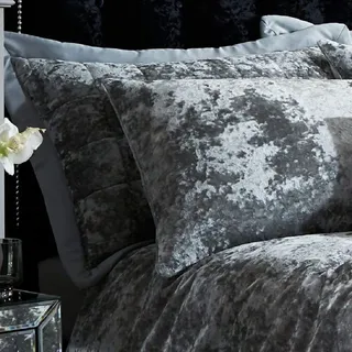 Catherine Lansfield – 2 Kissen aus Knautschsamt-Imitat – Polyester, silber, 50 x75 cm