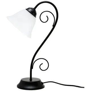 Licht-Erlebnisse Nachttischlampe ATHEN, ohne Leuchtmittel, Tischlampe im Landhausstil rustikal Schwarz Alabaster Glas 43cm Lampe bunt|schwarz