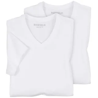 redfield V-Shirt Redfield 2er-Pack T-Shirts Übergröße weiß V-Neck weiß 4XL