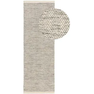Wollteppich Rocco, benuta, rechteckig, Höhe: 5 mm, Kunstfaser, Berber, Ethno-Style, Wohnzimmer beige|schwarz 70 cm x 200 cm x 5 mm
