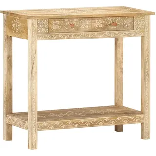 vidaXL Mangoholz Massiv Konsolentisch 2 Schubladen Konsole Beistelltisch Sideboard Flurtisch Ablagetisch Frisiertisch Wandtisch 80x35x74cm