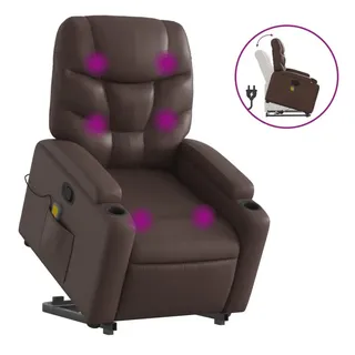 vidaXL Massagesessel mit Aufstehhilfe Kunstleder 89 x 100 x 0 cm Braun