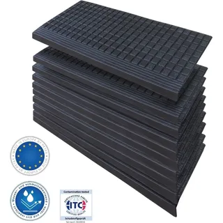 10x Gummi Stufenmatte Treppenmatte für innen und außen, 64,5 x 25 cm, selbstklebend, rutschfest, antirutsch | PETEX - Schwarz