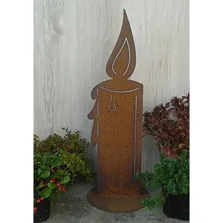 Sehr dekorative standfeste Kerze ca. 60 cm hoch aus Metall in Edelrost Rost Weihnachten Deko Advent