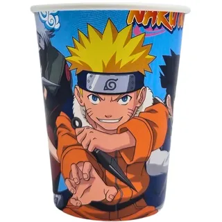 FIESTORA, Naruto Trinkbecher für Mottogeburtstage, Einwegbecher und robust, buntes Design für Feiern, 8 Stück