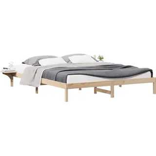 Bettgestell mit Nachttischen Natur 200 x 220 cm - Braun