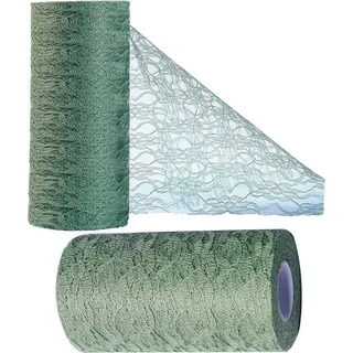 Diwzbyn Tischläufer Spitze Tischläufer Tischband Tischdecke Küche Esstisch Dekoration (15cm*22.8m), für Hochzeit Geburtstage Tischdekoration Kommunion Herbst Braut grün