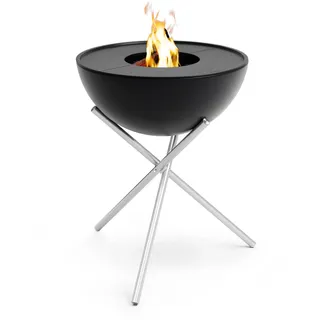 höfats - Bowl 70 Plancha Set hoch - raucharme Verbrennung - Feuerstelle und Plancha Grill - kippbarer Feuerkorb inkl. 2 Plancha Grillplatten - Stahl emailliert – schwarz, Ø 70 cm