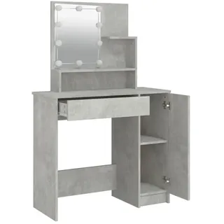 vidaXL Schminktisch mit LED Betongrau 86,5x35x136 cm
