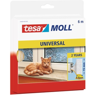Tesa Moll Türdichtung universal Zugluftstopper für Türen und Fenster 15 x 6mm x 6m