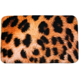 Badematte Leopardenfell Sanilo, rutschhemmend, waschbar, schnelltrocknend, Polyester, rechteckig, sehr weich, hochwertig & modern, 50 x 80 cm oder 70 x 110 cm braun rechteckig - 50 cm x 80 cm