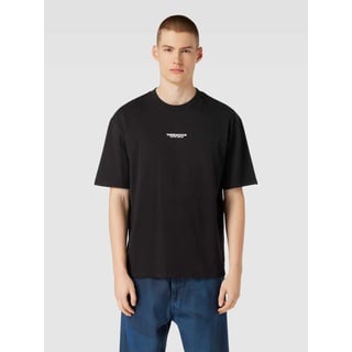 Oversized T-Shirt mit Label-Print Modell 'ABNA', Black, M