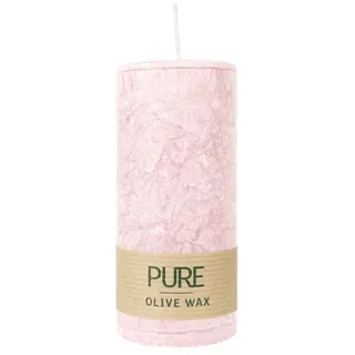 PURE OLIVE Stumpenkerze Antikrosa, 130/60 mm, WENZEL, Brenndauer 40h, plastikfrei, vegan