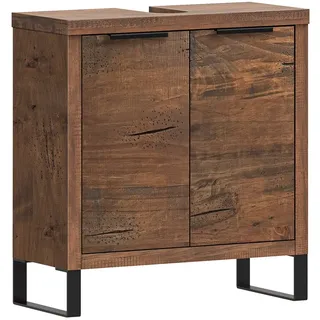 massivum Waschbeckenunterschrank Holz Sydney Pinie Badschrank Massivholz braun