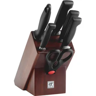 Zwilling Messerblock **** VIER STERNE (7tlg), Made in Germany, Sonderschmelze, inkl. Vielzweckschere & Wetzstahl braun