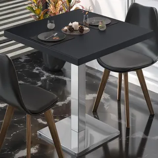 MBM | Bistro Tisch | 70 x 70 x 74,5 cm | Melamin | Schwarz / Edelstahl | Bistro Tisch Esstisch