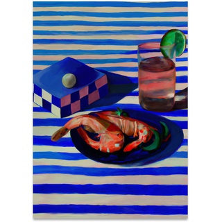 Paper Collective - Shrimp Stripes Poster, 50 x 70 cm