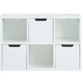 AC Design Furniture Mariela Wandregal mit 3 Schubladen und 3 Offenen Ablagen, B: 58 x T:18 x H: 39 cm, Weiß, Holz, 1 Stk.