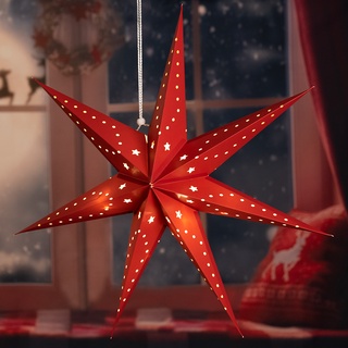 LED Hänge Lampe Papier Stern X-MAS Dielen Weihnachts Deko Strahler rot