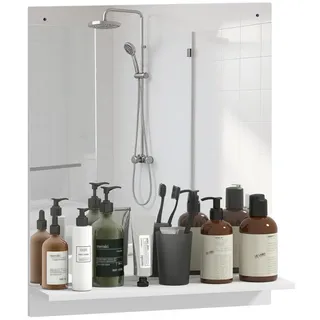 BAYMATE Badspiegel Badspiegel 50 x 60 cm Wandspiegel mit Regal, Badezimmerspiegel (für Eingangsbereich, Flur, Weiß)