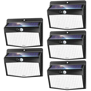 nipify Solarlampen für Außen mit Bewegungsmelder, 5 Stück 3 Modi Solarleuchten Lampe Outdoor, 168 LED Warmweiß Superhelle Sicherheitswandleuchte IP65 Wasserdichte für Garten Garage Hof Wand