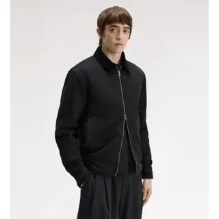 Fred Perry für Herren. J8535 Schwarze Baumwoll-Caban-Jacke (S), Lässig, Baumwolle
