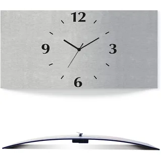 ARTLAND Wanddeko Wanduhr ohne Tickgeräusche Alu Funkuhr 50x25 cm Eckig Lautlos 3D Design Schlichtes Design Modern S7KZ