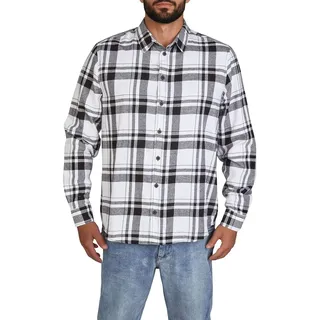 denimfy Flanellhemd Kariert Schwarz/Weiß 3XL