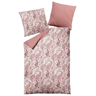 Dormisette Bettwäsche Dormisette Edel Biber Bettwäsche 155x220 Paisley Punkte rosa terra, Edelbiber, 2 teilig rosa