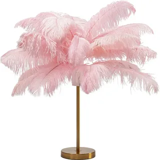 Kare Design Tischlampe Feather Palm Rosa, Schreibtischlampe, Desk Lamp, Nachttischlampe, Dekoleuchte, Leuchtmittel nicht inklusiv, Tischleuchte, Palmen Motiv, Federn, 60x50x50cm