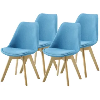 Set Aus Vier Skandinavischen Bims Stühlen Blau - Blau