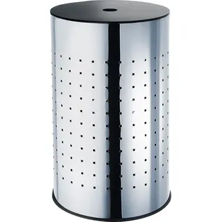 locker Wäschekorb, verchromtes Metall, Höhe 58 cm silberfarben