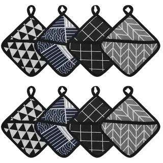 8 Stück Topflappen Set, 18 X 18 cm Topflappen Hitzebeständige Baumwolle, Waschbare Topflappen für Die Küche Gehäkelt, Quadrat Wiederverwendbare Tischsets Kuche Backe Gegen Hohe Hitze Kitchen