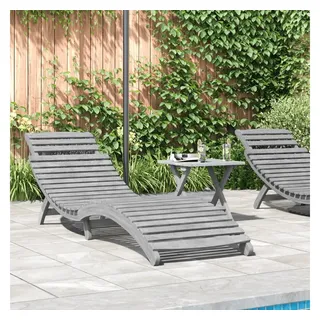 furnicato Gartenliege Klassische Sonnenliege aus Echtholz 184x55x64 cm Grau, Klappbarer Liegestuhl mit ergonomischem Design für den Garten grau