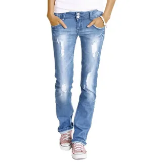 be styled Bootcut-Jeans Hüftjeans destroyed Bootcut Jeans Hose zerrissen gerades bein - j28x mit Stretch-Anteil blau 38
