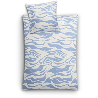 KLEINE WOLKE Onda Wellenmotiv Blau 135 x 200 cm + 80 x 80 cm