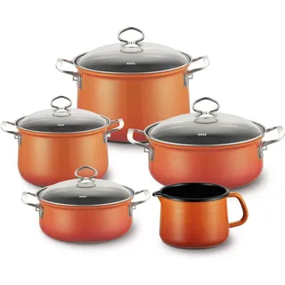 RIESS NOUVELLE Topf-Set 5-tlg. 2 x Kochtopf + 1 x Stielkasserolle + 2 x Deckel